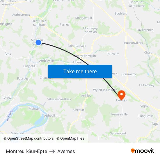 Montreuil-Sur-Epte to Avernes map