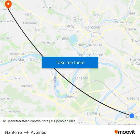 Nanterre to Avernes map