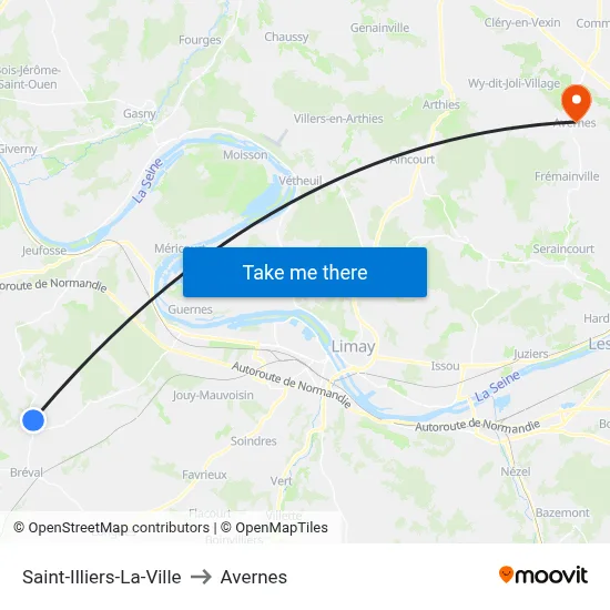 Saint-Illiers-La-Ville to Avernes map