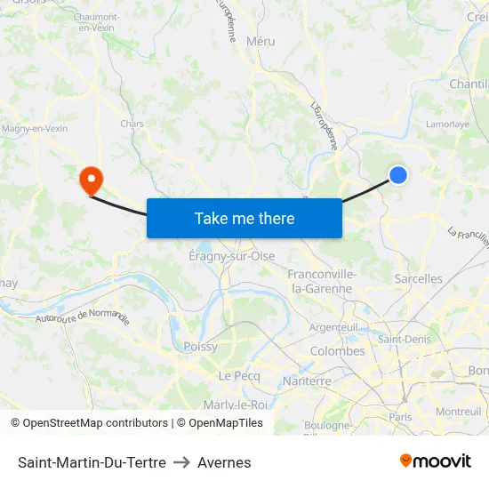 Saint-Martin-Du-Tertre to Avernes map