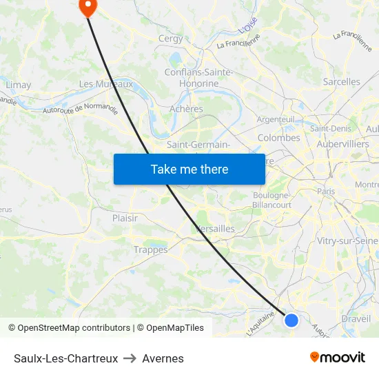 Saulx-Les-Chartreux to Avernes map
