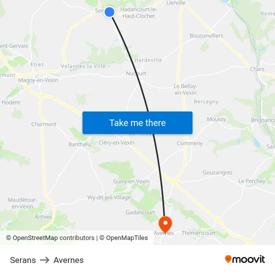 Serans to Avernes map