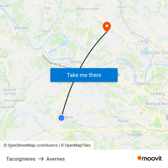Tacoignieres to Avernes map