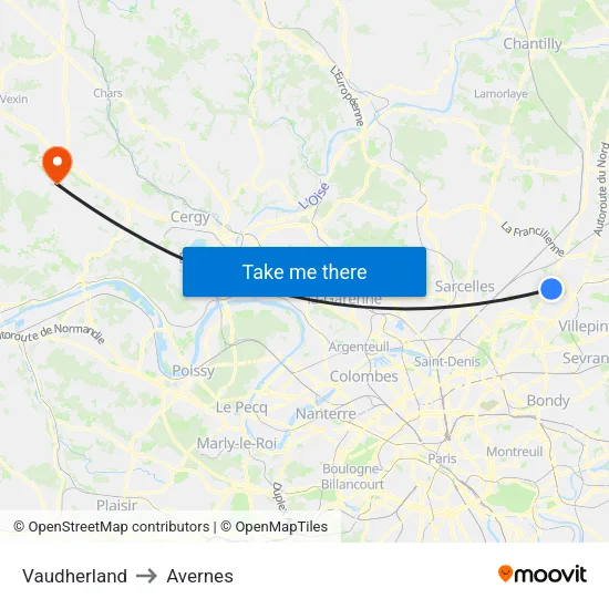 Vaudherland to Avernes map