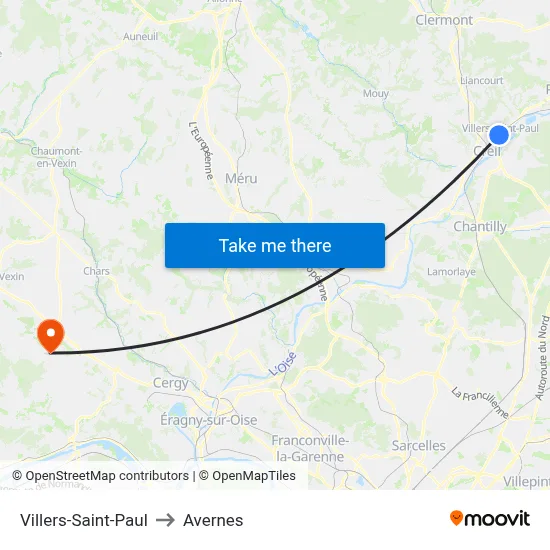 Villers-Saint-Paul to Avernes map