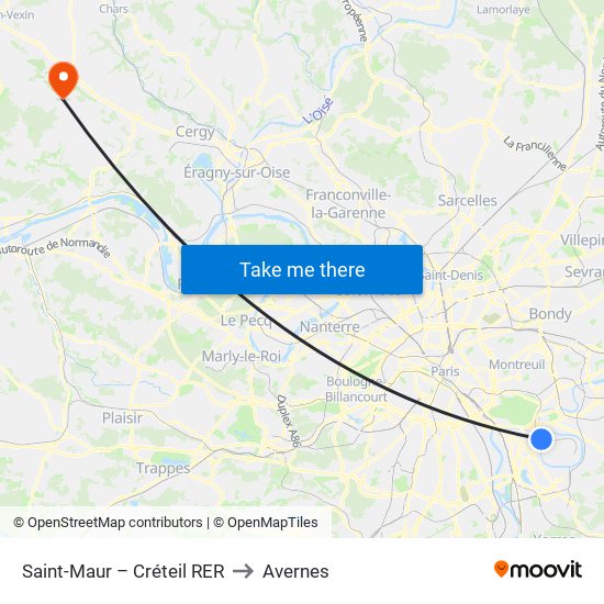 Saint-Maur – Créteil RER to Avernes map