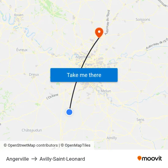 Angerville to Avilly-Saint-Leonard map