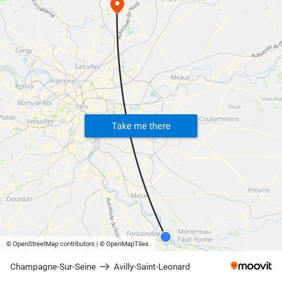 Champagne-Sur-Seine to Avilly-Saint-Leonard map