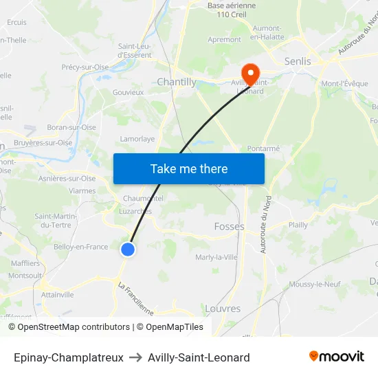 Epinay-Champlatreux to Avilly-Saint-Leonard map