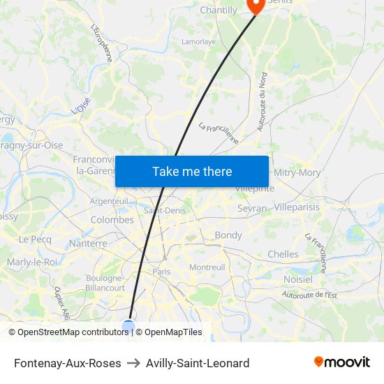 Fontenay-Aux-Roses to Avilly-Saint-Leonard map