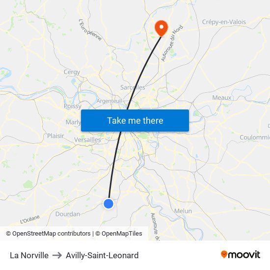 La Norville to Avilly-Saint-Leonard map