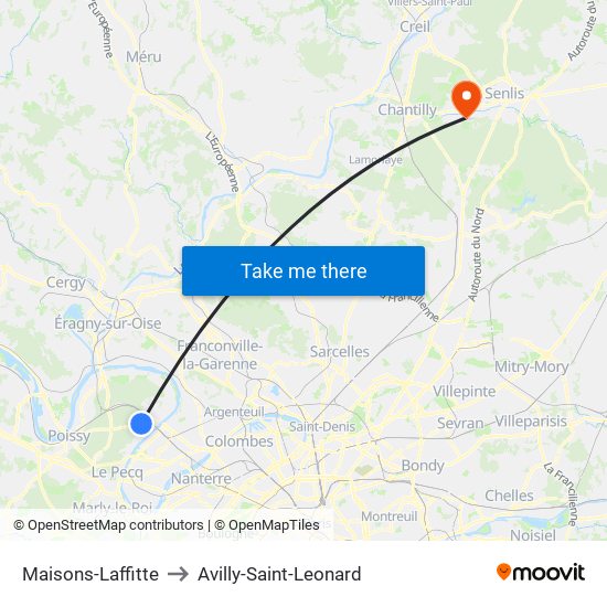 Maisons-Laffitte to Avilly-Saint-Leonard map