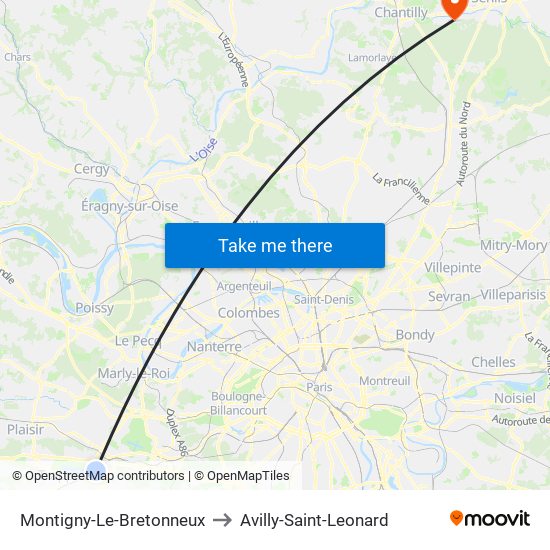 Montigny-Le-Bretonneux to Avilly-Saint-Leonard map