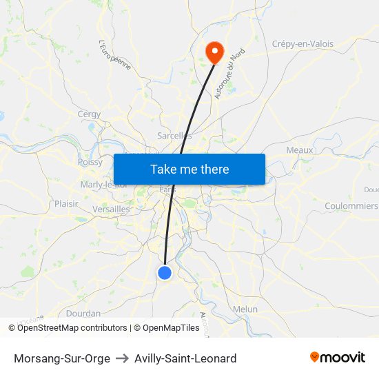 Morsang-Sur-Orge to Avilly-Saint-Leonard map