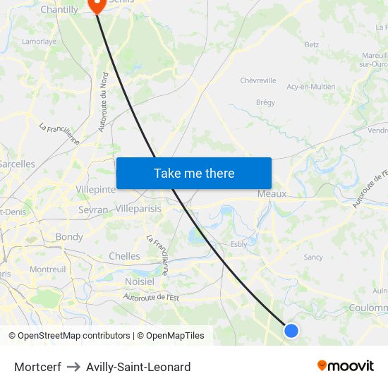 Mortcerf to Avilly-Saint-Leonard map