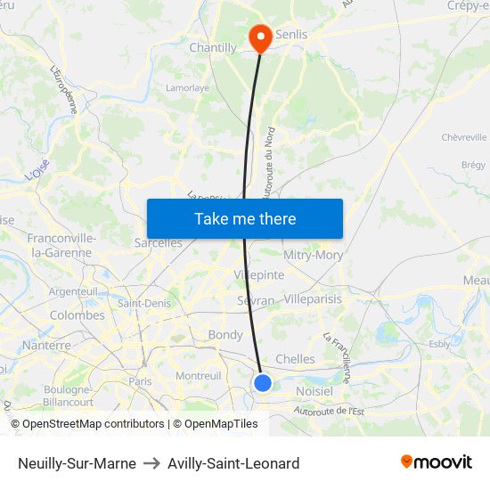 Neuilly-Sur-Marne to Avilly-Saint-Leonard map