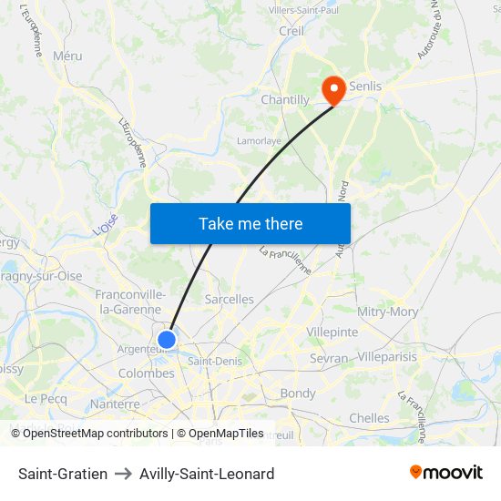 Saint-Gratien to Avilly-Saint-Leonard map