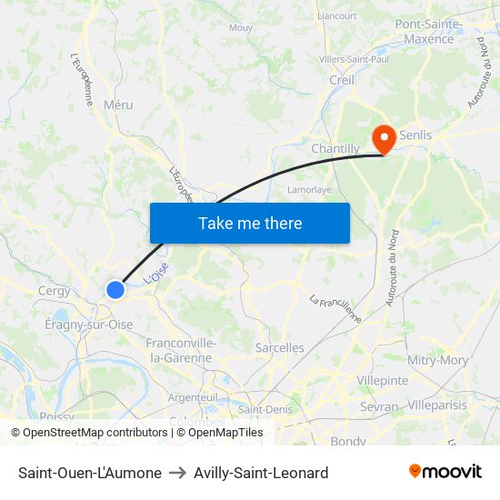 Saint-Ouen-L'Aumone to Avilly-Saint-Leonard map