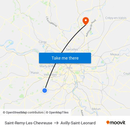 Saint-Remy-Les-Chevreuse to Avilly-Saint-Leonard map