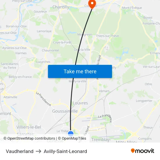 Vaudherland to Avilly-Saint-Leonard map