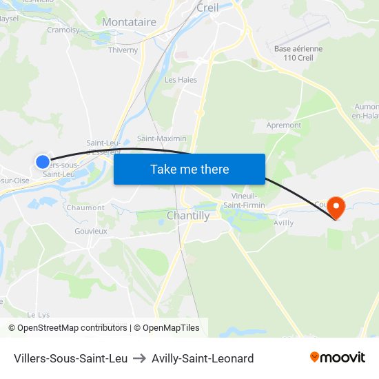 Villers-Sous-Saint-Leu to Avilly-Saint-Leonard map