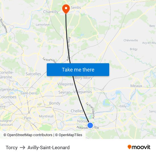 Torcy to Avilly-Saint-Leonard map
