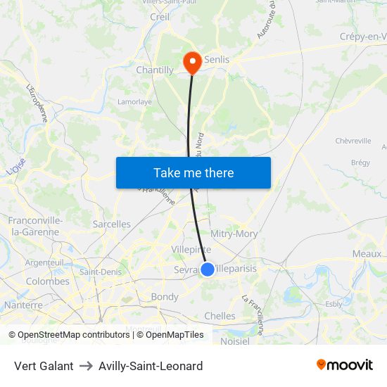 Vert Galant to Avilly-Saint-Leonard map
