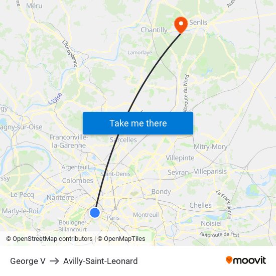 George V to Avilly-Saint-Leonard map