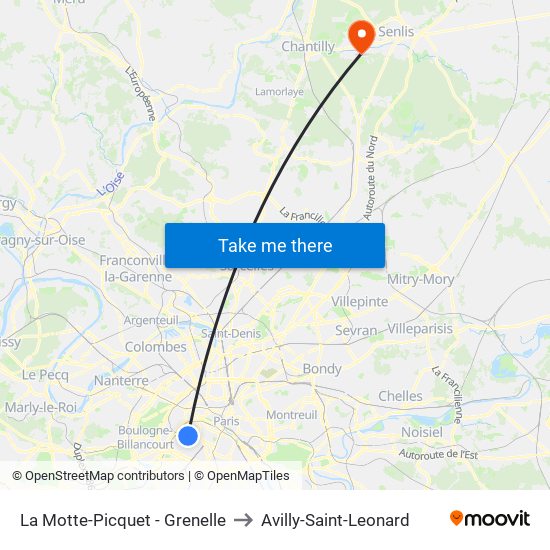 La Motte-Picquet - Grenelle to Avilly-Saint-Leonard map