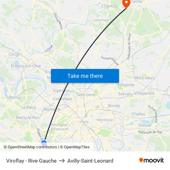 Viroflay - Rive Gauche to Avilly-Saint-Leonard map