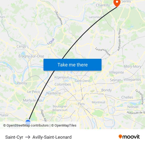 Saint-Cyr to Avilly-Saint-Leonard map