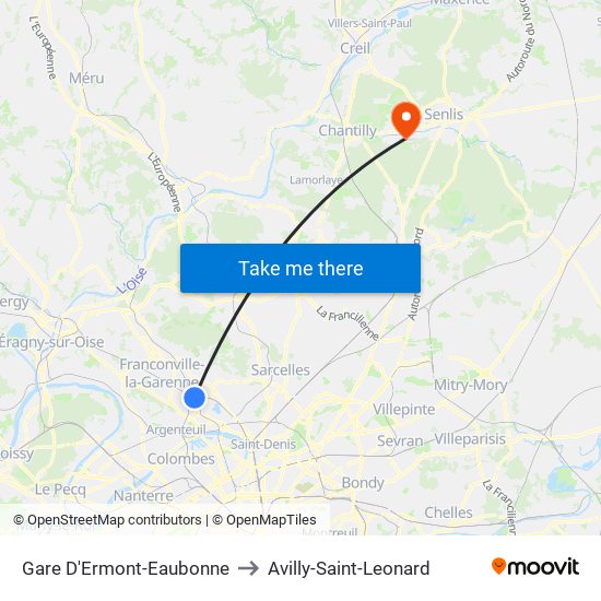 Gare D'Ermont-Eaubonne to Avilly-Saint-Leonard map