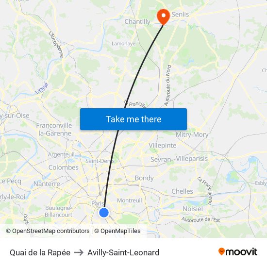 Quai de la Rapée to Avilly-Saint-Leonard map