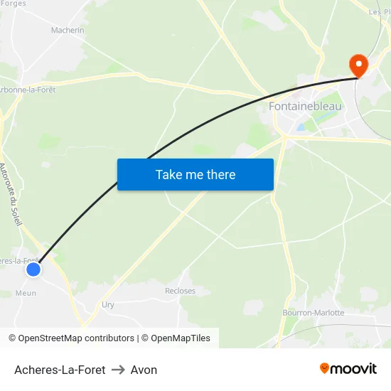 Acheres-La-Foret to Avon map