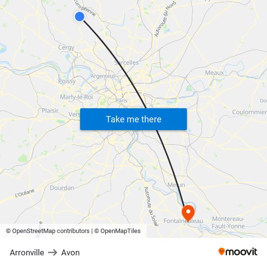 Arronville to Avon map