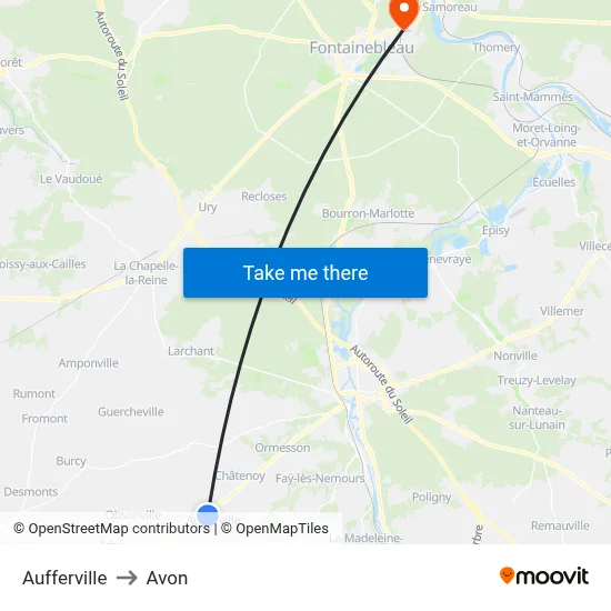 Aufferville to Avon map