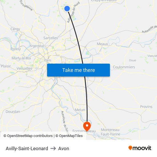 Avilly-Saint-Leonard to Avon map