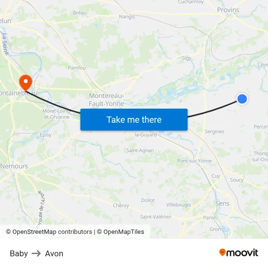 Baby to Avon map