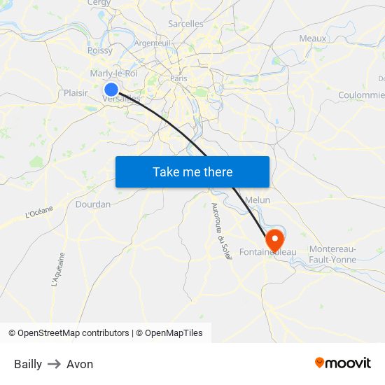 Bailly to Avon map