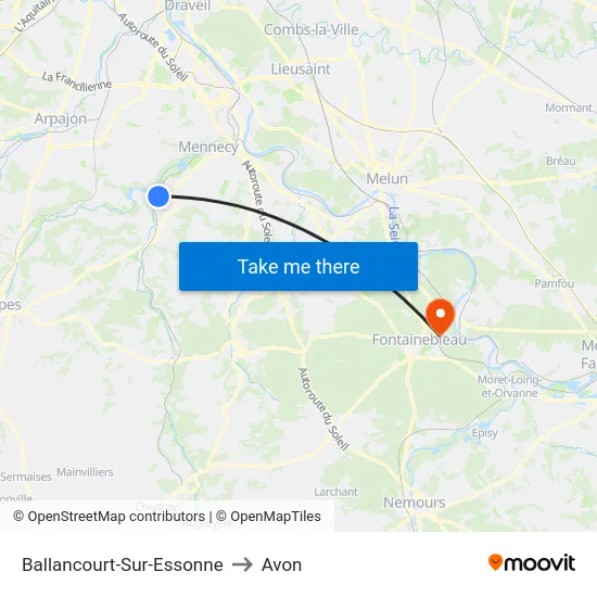 Ballancourt-Sur-Essonne to Avon map
