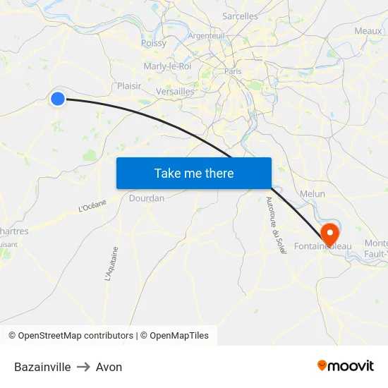 Bazainville to Avon map