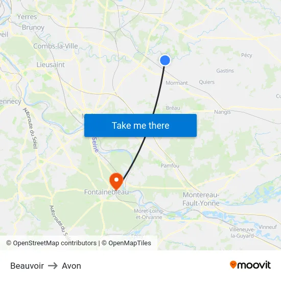 Beauvoir to Avon map