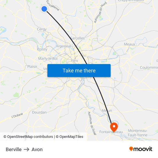 Berville to Avon map