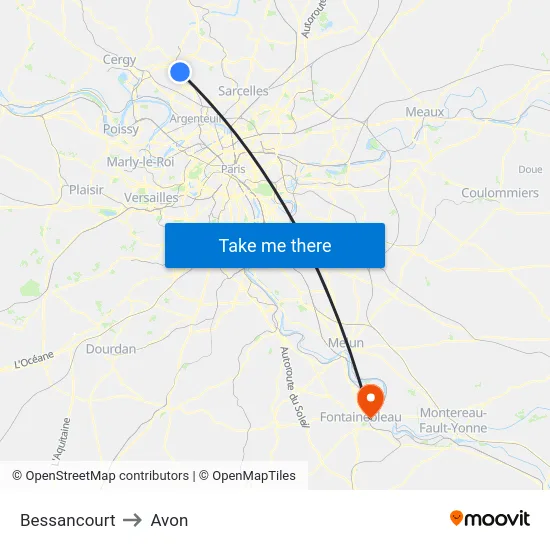 Bessancourt to Avon map