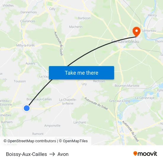 Boissy-Aux-Cailles to Avon map