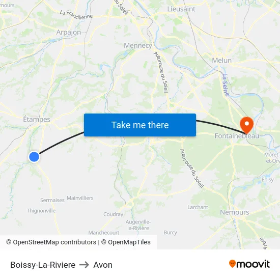 Boissy-La-Riviere to Avon map