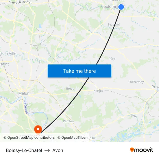 Boissy-Le-Chatel to Avon map