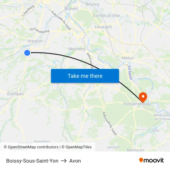 Boissy-Sous-Saint-Yon to Avon map
