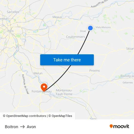 Boitron to Avon map