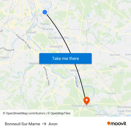 Bonneuil-Sur-Marne to Avon map